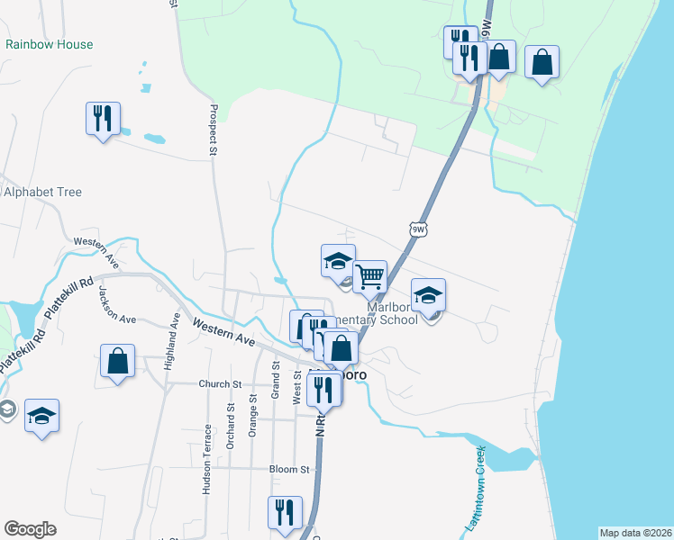 map of restaurants, bars, coffee shops, grocery stores, and more near in Marlboro