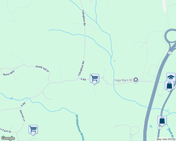 map of restaurants, bars, coffee shops, grocery stores, and more near 871 South Road in East Greenwich