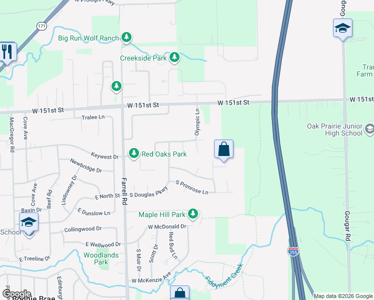 map of restaurants, bars, coffee shops, grocery stores, and more near 15241 Fieldview Court in Lockport