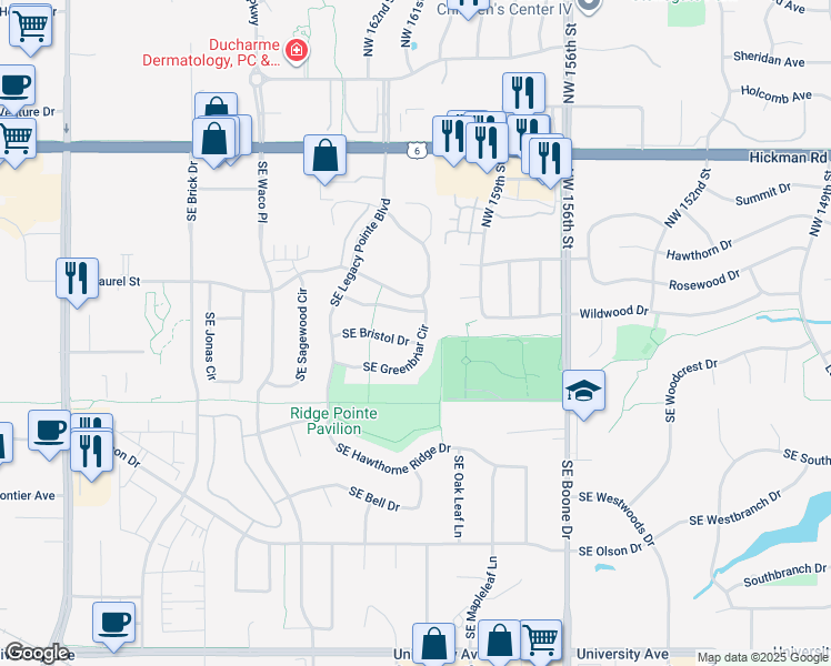 map of restaurants, bars, coffee shops, grocery stores, and more near 1680 Southeast Heritage Drive in Waukee