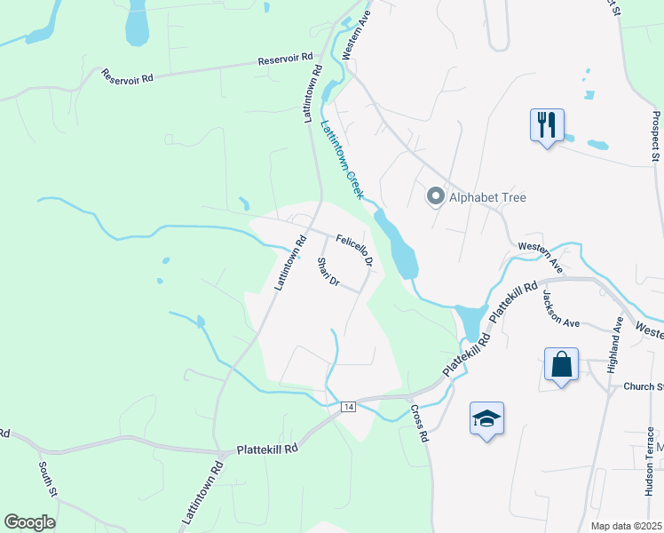 map of restaurants, bars, coffee shops, grocery stores, and more near 5 Shari Dr in Marlboro