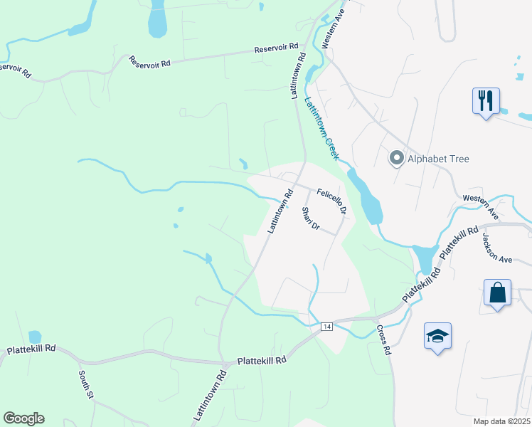 map of restaurants, bars, coffee shops, grocery stores, and more near 413 Lattintown Rd in Marlboro