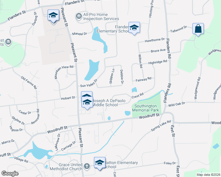 map of restaurants, bars, coffee shops, grocery stores, and more near 79 Debbie Drive in Southington
