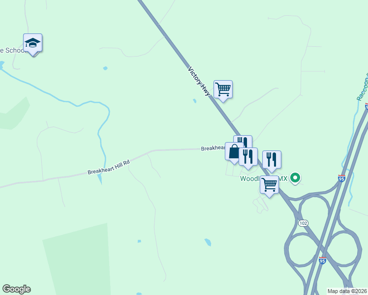 map of restaurants, bars, coffee shops, grocery stores, and more near 75 Breakheart Hill Road in West Greenwich
