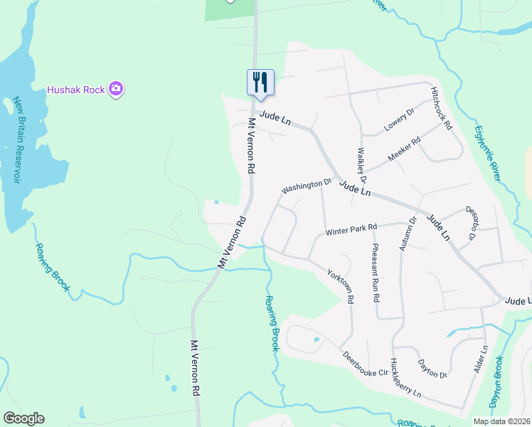 map of restaurants, bars, coffee shops, grocery stores, and more near 120 Washington Drive in Southington