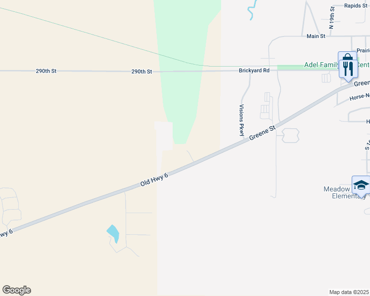 map of restaurants, bars, coffee shops, grocery stores, and more near 22173 Old Highway 6 in Adel