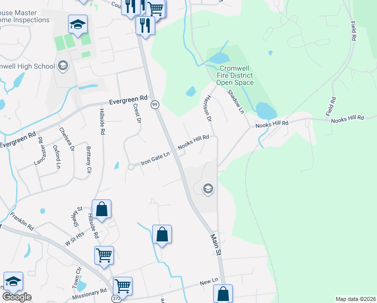 map of restaurants, bars, coffee shops, grocery stores, and more near 6 Prospect Place in Cromwell