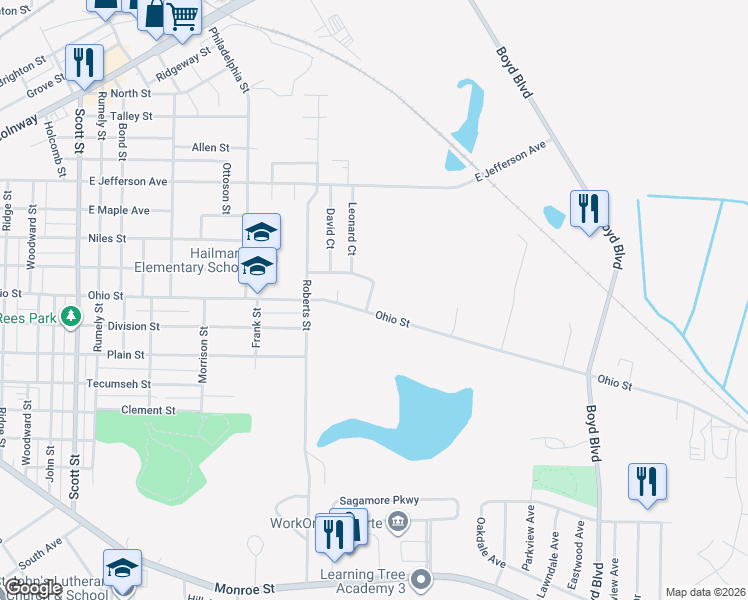 map of restaurants, bars, coffee shops, grocery stores, and more near 1006 Floyd Street in La Porte