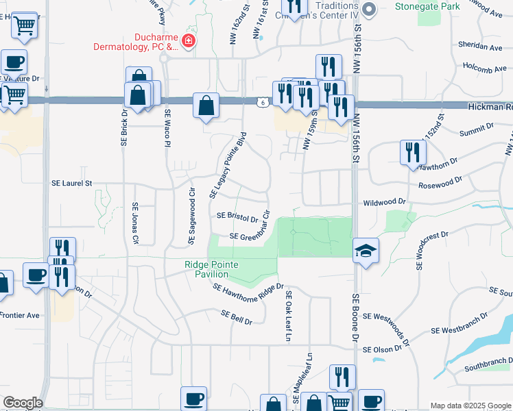 map of restaurants, bars, coffee shops, grocery stores, and more near 1680 Southeast Heritage Drive in Waukee