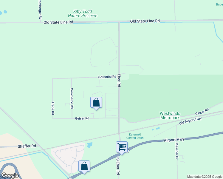 map of restaurants, bars, coffee shops, grocery stores, and more near 1650 Eber Road in Holland
