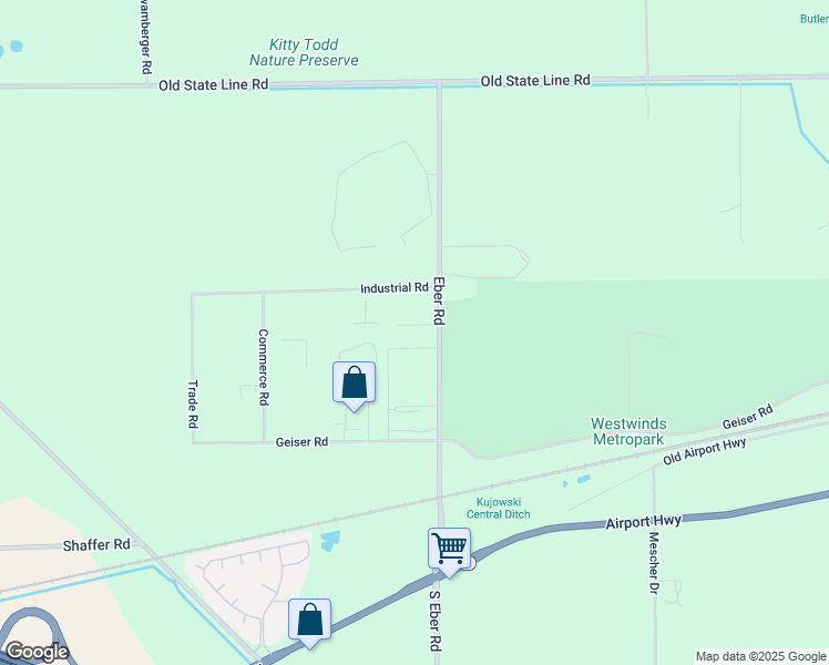 map of restaurants, bars, coffee shops, grocery stores, and more near 1650 Eber Road in Holland