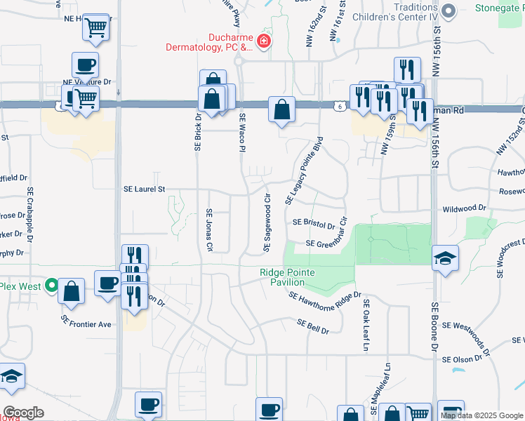 map of restaurants, bars, coffee shops, grocery stores, and more near 415 Southeast Waco Place in Waukee