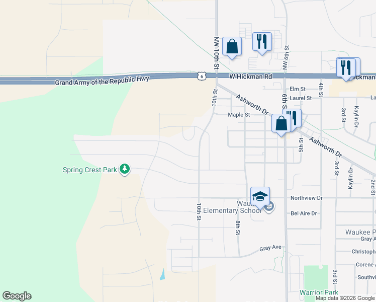 map of restaurants, bars, coffee shops, grocery stores, and more near 985 Locust Street in Waukee