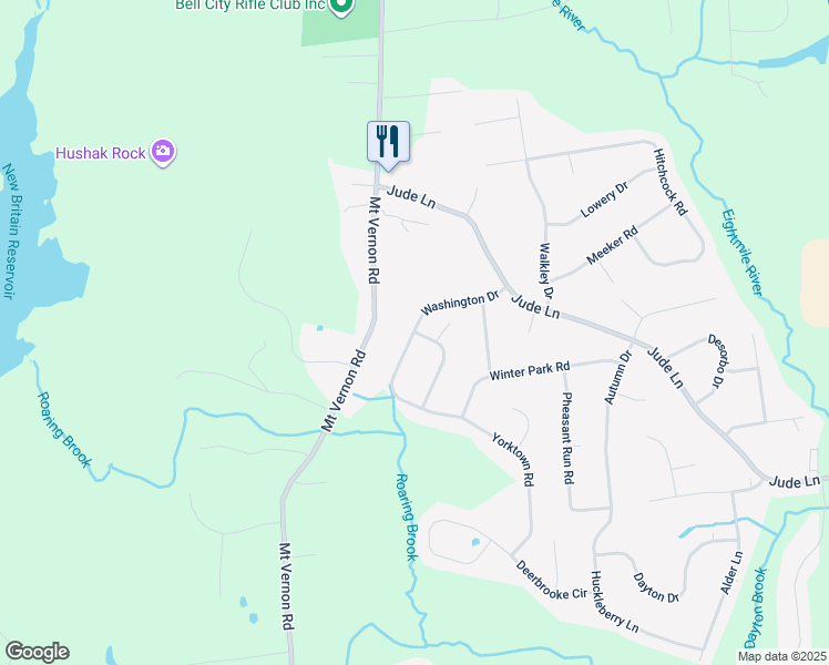 map of restaurants, bars, coffee shops, grocery stores, and more near 177 Washington Drive in Southington
