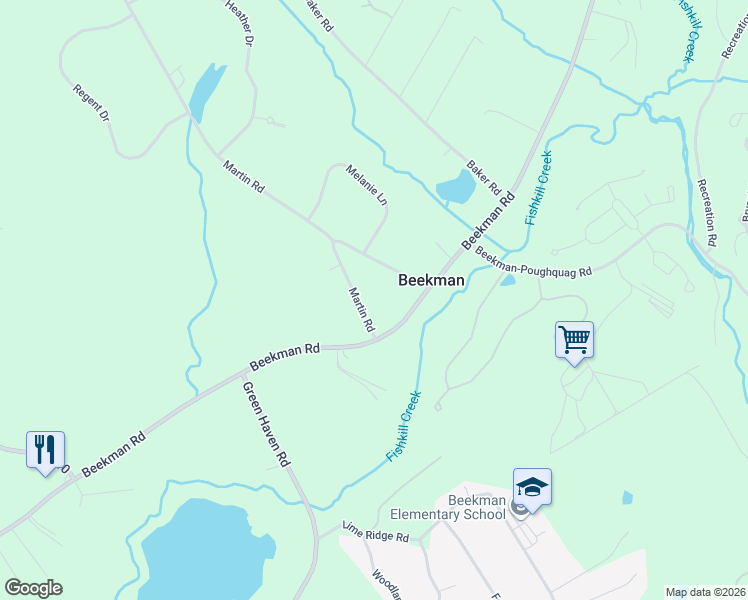 map of restaurants, bars, coffee shops, grocery stores, and more near 3 Martin Road in Hopewell Junction