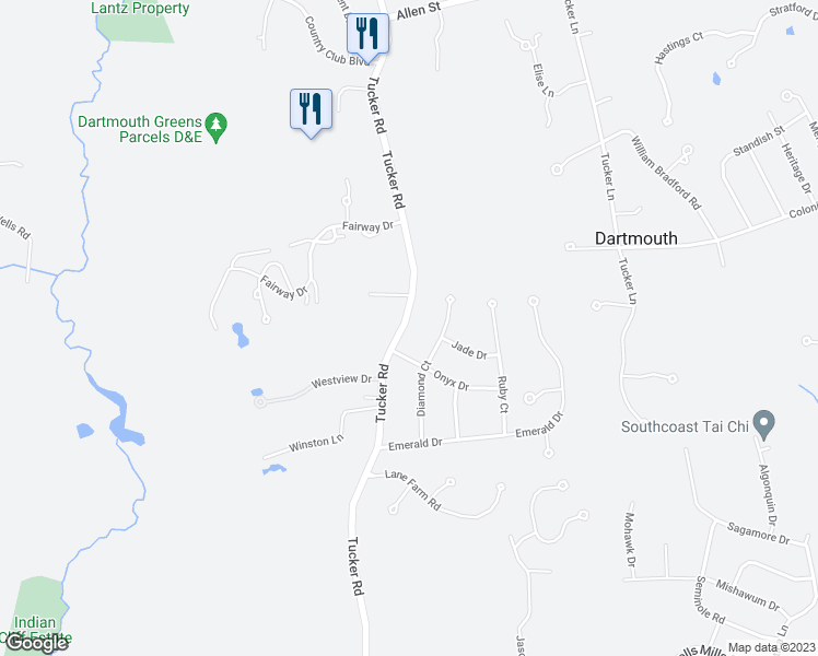 map of restaurants, bars, coffee shops, grocery stores, and more near 824 Tucker Road in Dartmouth