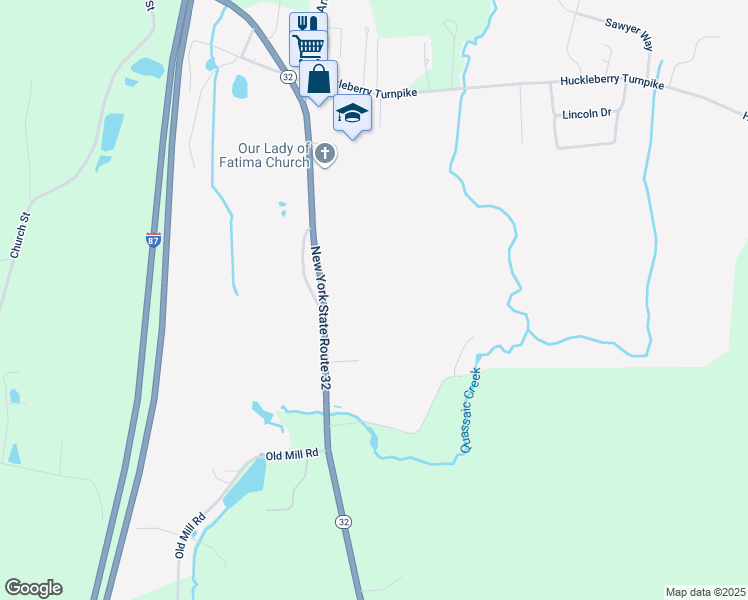 map of restaurants, bars, coffee shops, grocery stores, and more near 1192 New York 32 in Wallkill