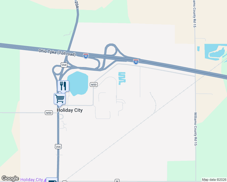 map of restaurants, bars, coffee shops, grocery stores, and more near 14212 County Road M-50 in Holiday City