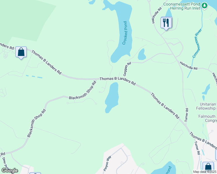 map of restaurants, bars, coffee shops, grocery stores, and more near 22 Shallow Pond Ln in Falmouth