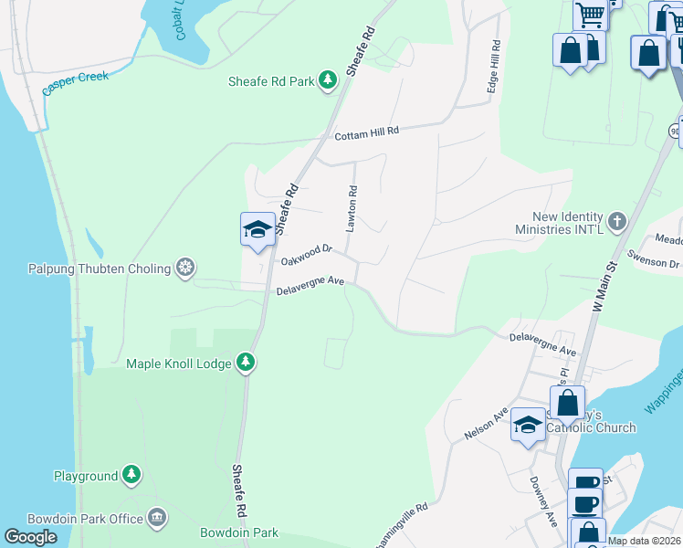 map of restaurants, bars, coffee shops, grocery stores, and more near 131 Delavergne Avenue in Wappingers Falls