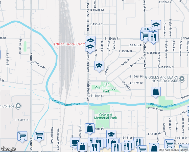 map of restaurants, bars, coffee shops, grocery stores, and more near 434 East 157th Street in South Holland