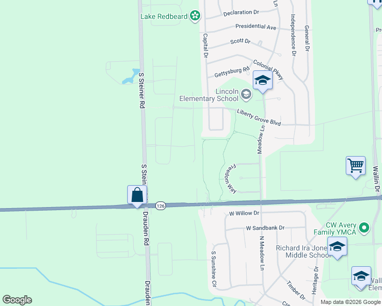 map of restaurants, bars, coffee shops, grocery stores, and more near 14908 South Parkview Drive in Plainfield