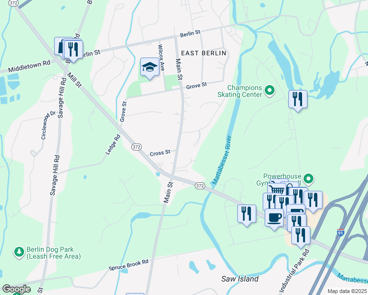 map of restaurants, bars, coffee shops, grocery stores, and more near 26 Chestnut Lane in Berlin