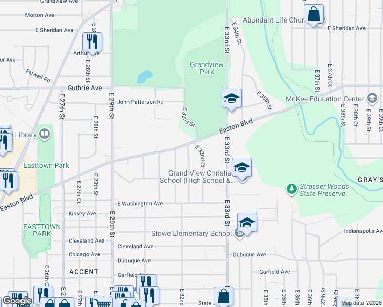 map of restaurants, bars, coffee shops, grocery stores, and more near 3155 County Road F56 in Des Moines