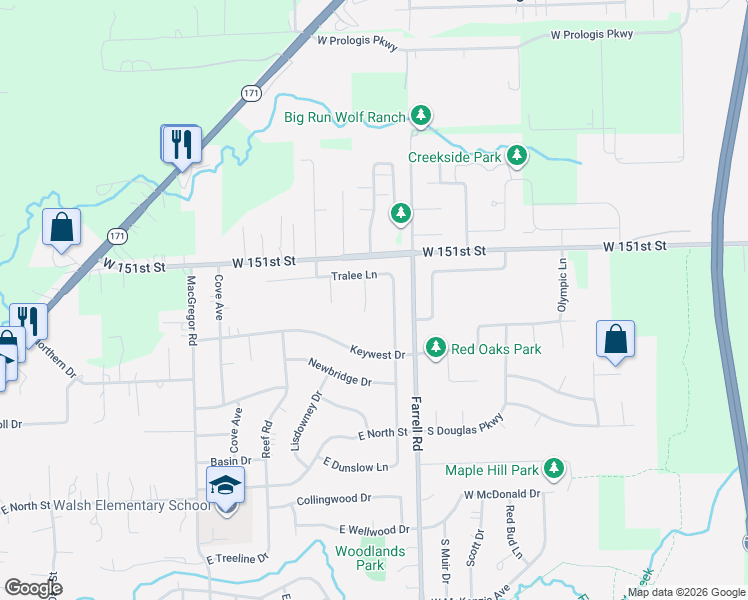 map of restaurants, bars, coffee shops, grocery stores, and more near 1033 Kylemore Court in Lockport