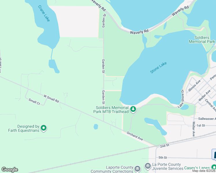 map of restaurants, bars, coffee shops, grocery stores, and more near 155 Garden Street in La Porte