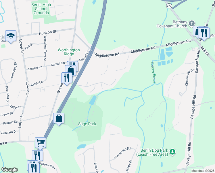 map of restaurants, bars, coffee shops, grocery stores, and more near 138 Scarborough Fare in Berlin