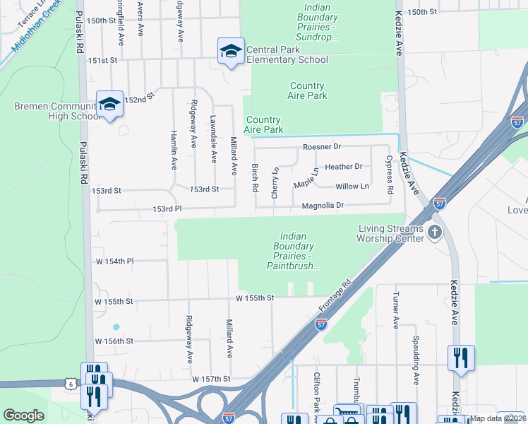 map of restaurants, bars, coffee shops, grocery stores, and more near 3533 Magnolia Drive in Markham