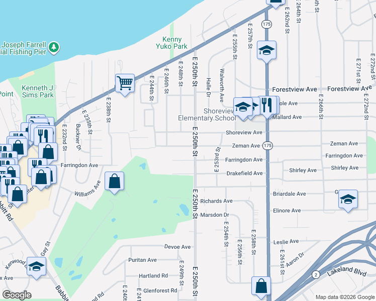 map of restaurants, bars, coffee shops, grocery stores, and more near 24890 Zeman Avenue in Euclid