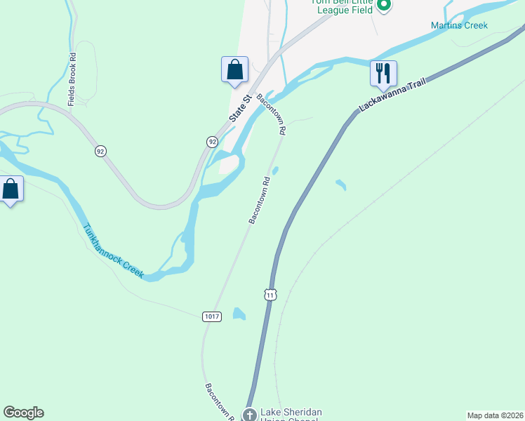 map of restaurants, bars, coffee shops, grocery stores, and more near 1282 Bacontown Road in Nicholson