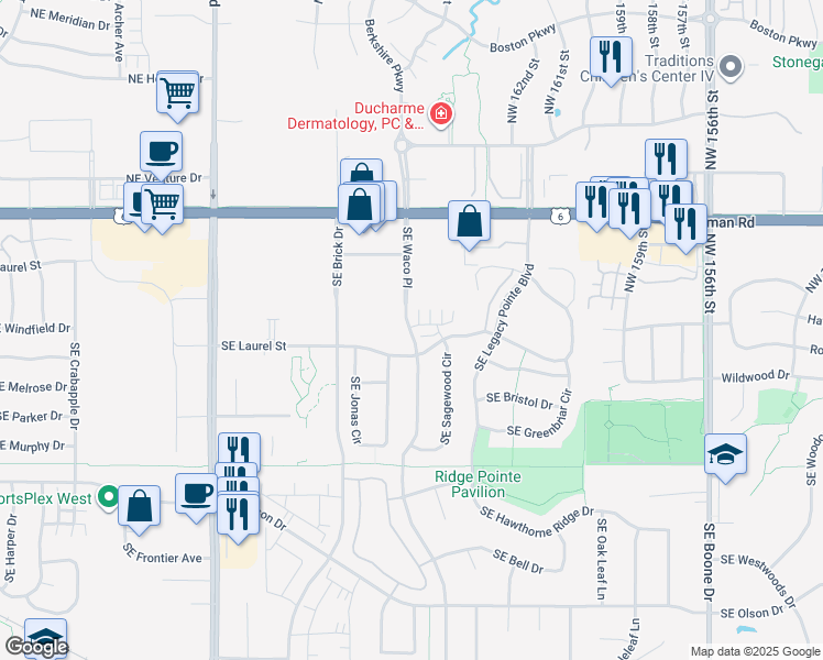 map of restaurants, bars, coffee shops, grocery stores, and more near 224 Southeast Boulder Court in Waukee