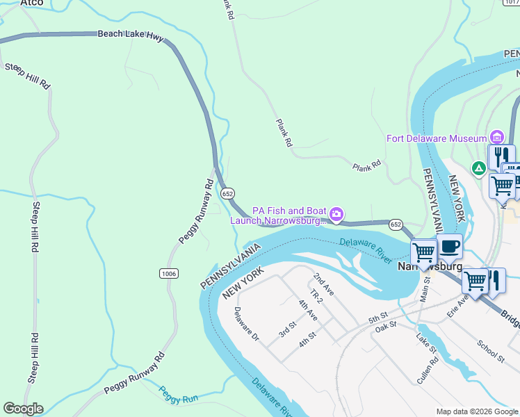 map of restaurants, bars, coffee shops, grocery stores, and more near 22 Elbert Behling Road in Beach Lake