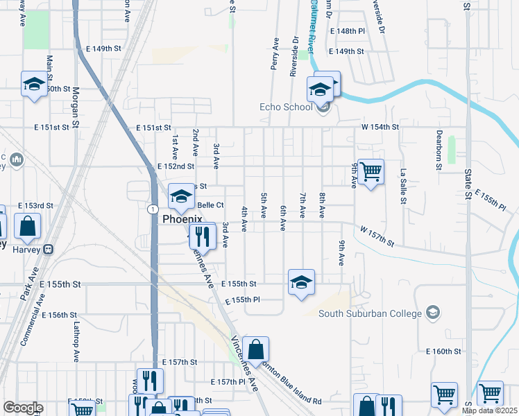 map of restaurants, bars, coffee shops, grocery stores, and more near 15254 5th Avenue in Phoenix