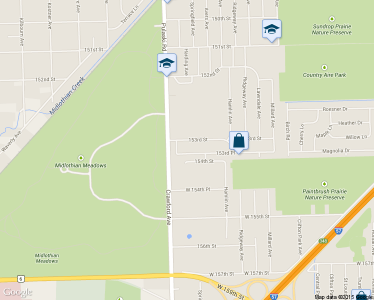 map of restaurants, bars, coffee shops, grocery stores, and more near 3922 153rd Pl in Midlothian