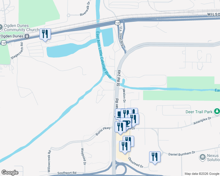 map of restaurants, bars, coffee shops, grocery stores, and more near 1528-1530 Crisman Road in Portage