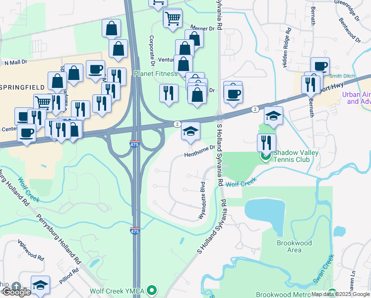 map of restaurants, bars, coffee shops, grocery stores, and more near 1546 Dartford Road in Maumee