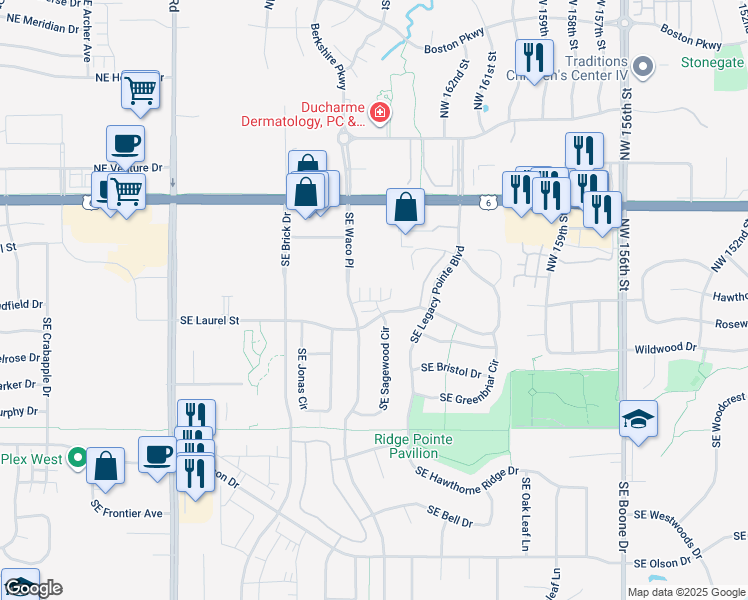 map of restaurants, bars, coffee shops, grocery stores, and more near 224 Southeast Boulder Court in Waukee
