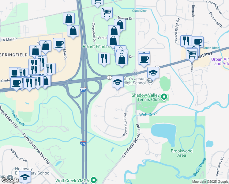 map of restaurants, bars, coffee shops, grocery stores, and more near 1546 Dartford Road in Maumee