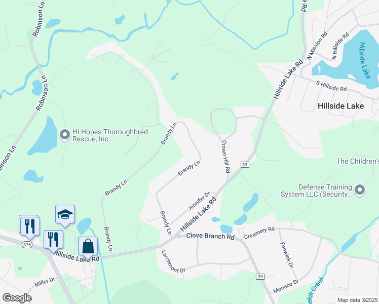 map of restaurants, bars, coffee shops, grocery stores, and more near 47 Brandy Lane in Wappingers Falls