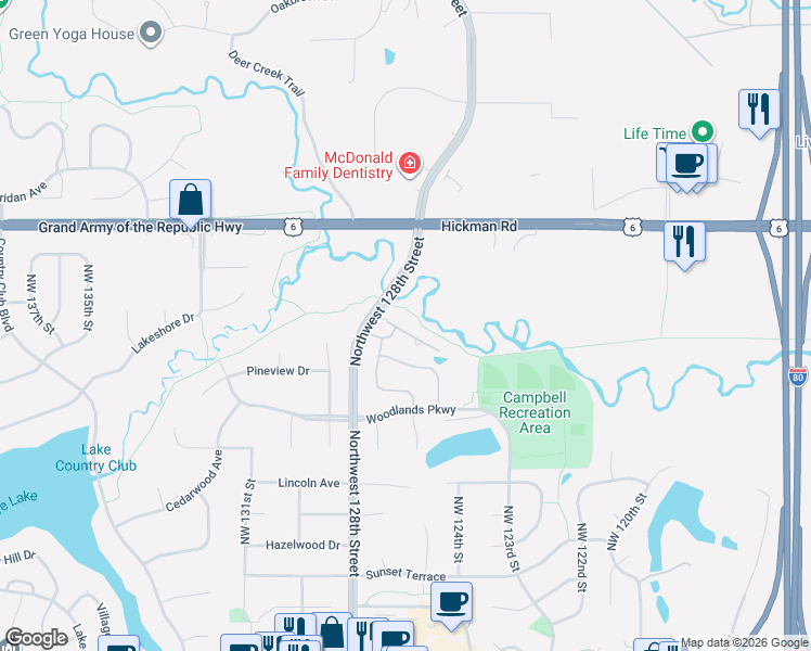 map of restaurants, bars, coffee shops, grocery stores, and more near 12578 Diamond Ridge Court in Clive