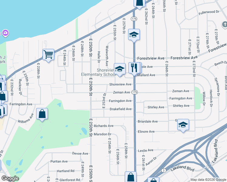 map of restaurants, bars, coffee shops, grocery stores, and more near 25550 Zeman Avenue in Euclid