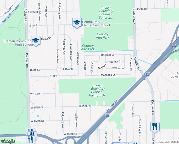 map of restaurants, bars, coffee shops, grocery stores, and more near 3533 Magnolia Drive in Markham