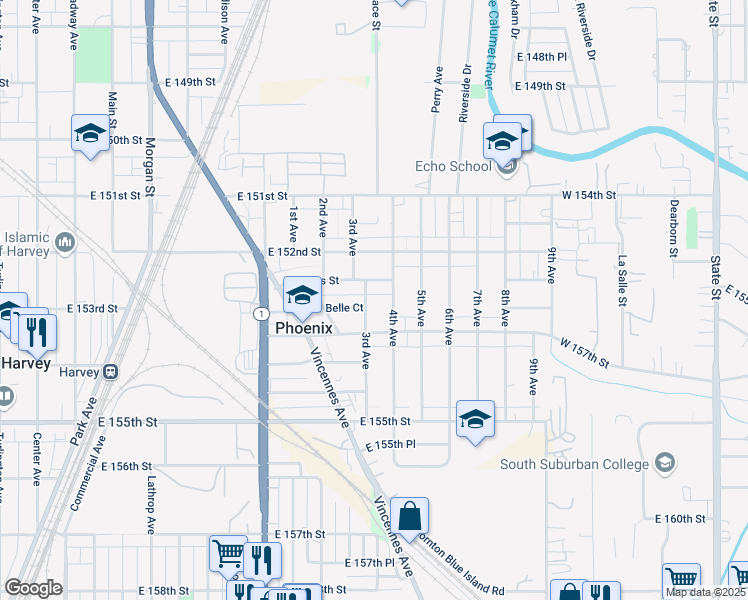 map of restaurants, bars, coffee shops, grocery stores, and more near 15249 3rd Avenue in Phoenix