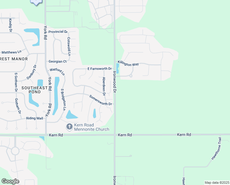 map of restaurants, bars, coffee shops, grocery stores, and more near 60429 South Ironwood Drive in South Bend