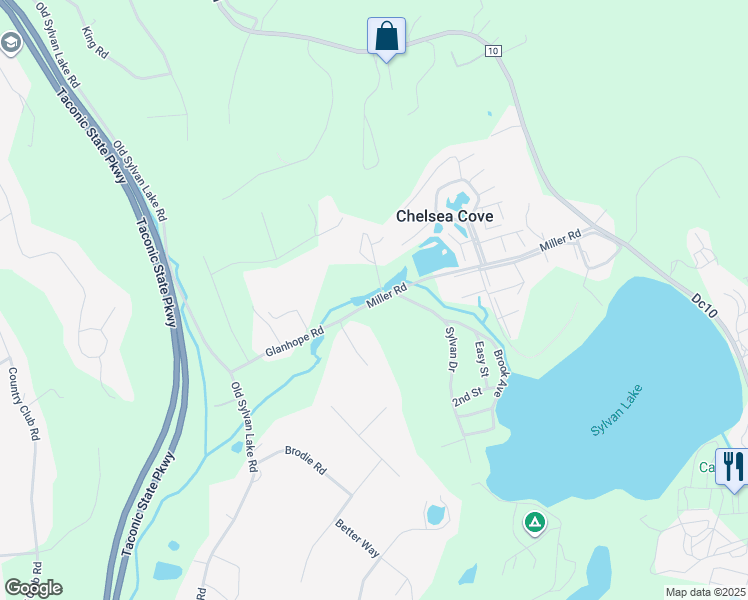 map of restaurants, bars, coffee shops, grocery stores, and more near 71 Miller Road in Hopewell Junction