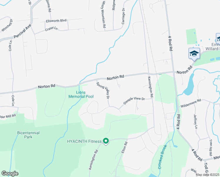 map of restaurants, bars, coffee shops, grocery stores, and more near 50 Spring Valley Drive in Berlin